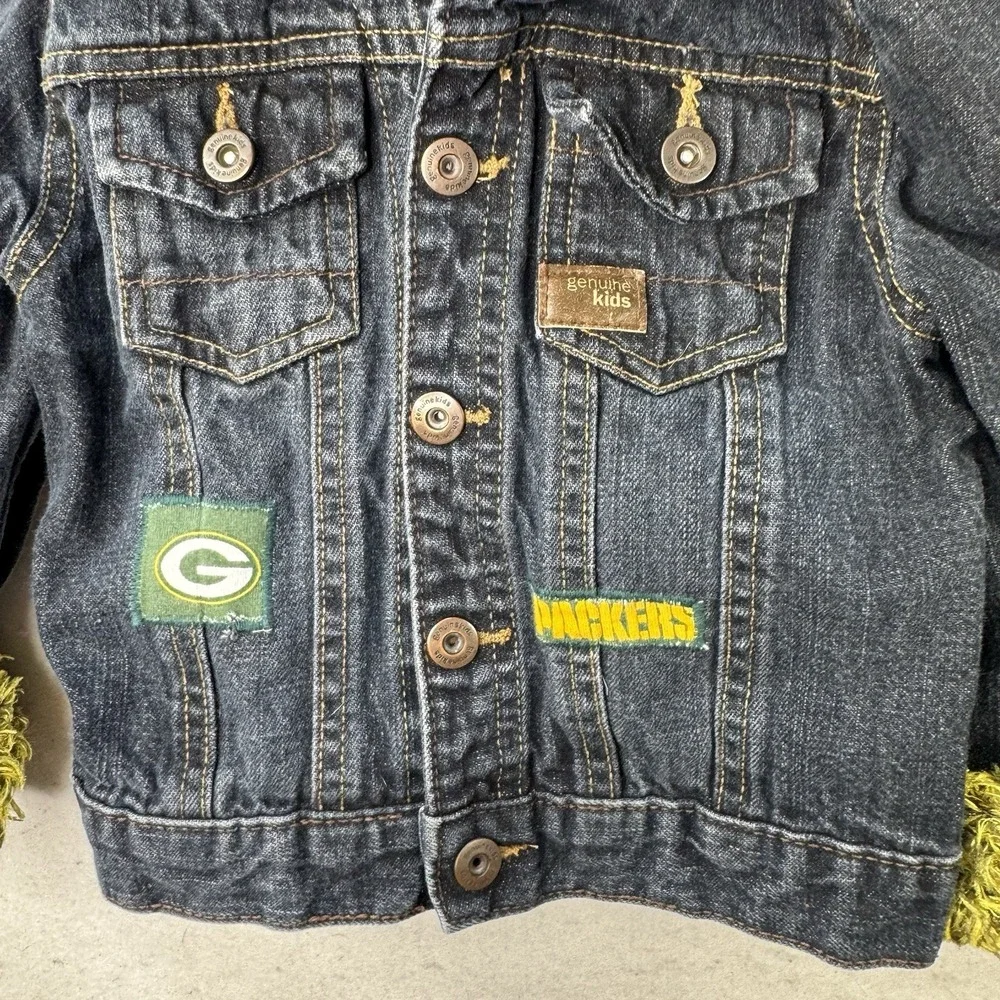 Vintage 90s 2000s Y2K NFL Packers Denim Jacket Embroidered Sz‎ 24 Months